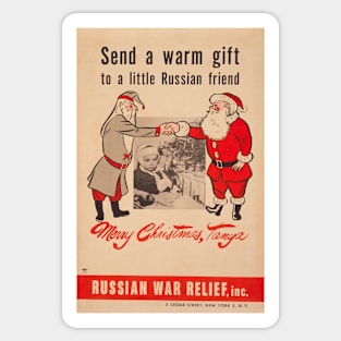 Send A Warm Gift To A Little Russian Friend -Russian War Relief - WWII Prapoganda Posters Sticker